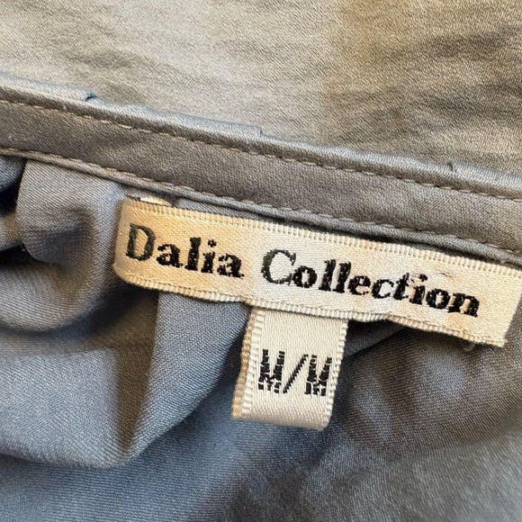 Dalia Collection Blue Smocked Silky Satiny 3/4 Sleeve Dress women's size Medium - Picture 8 of 12